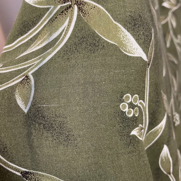 Vintage 90s Dress Green Leafy Floral Momcore Rayon Sleeveless Tie Waist Green - Picture 13 of 15